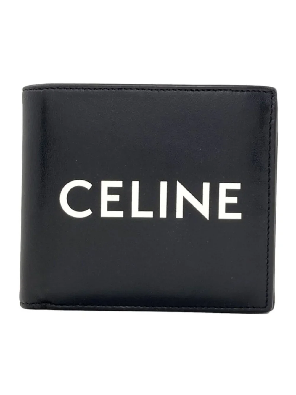 Celine Logo Bifold Wallet Leather